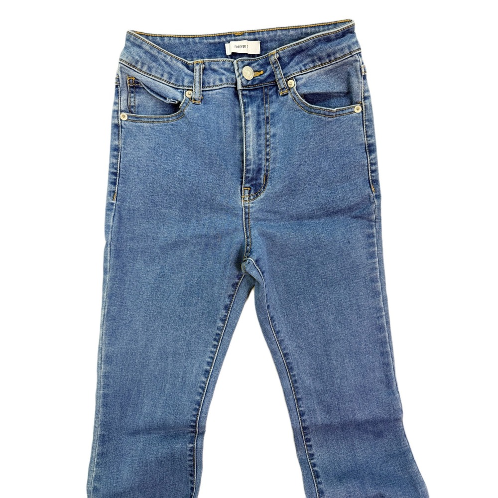 Forever 21 High Rise Flare Jeans Medium Wash Blue Bell Bottom Size 25